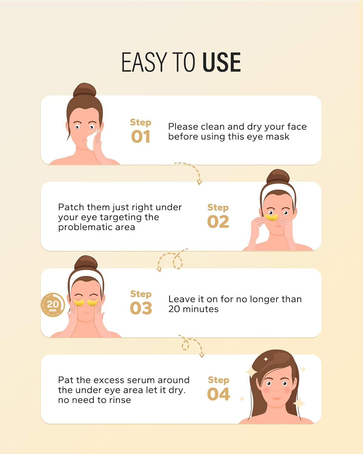 Gold Under Eye Patches – Collagen & Natural Formula with Centella, Hyaluronic Acid, and Glycerin