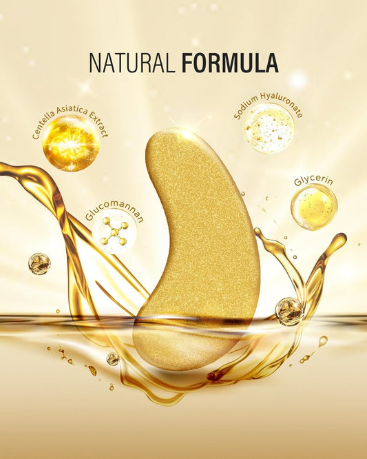 Gold Under Eye Patches – Collagen & Natural Formula with Centella, Hyaluronic Acid, and Glycerin